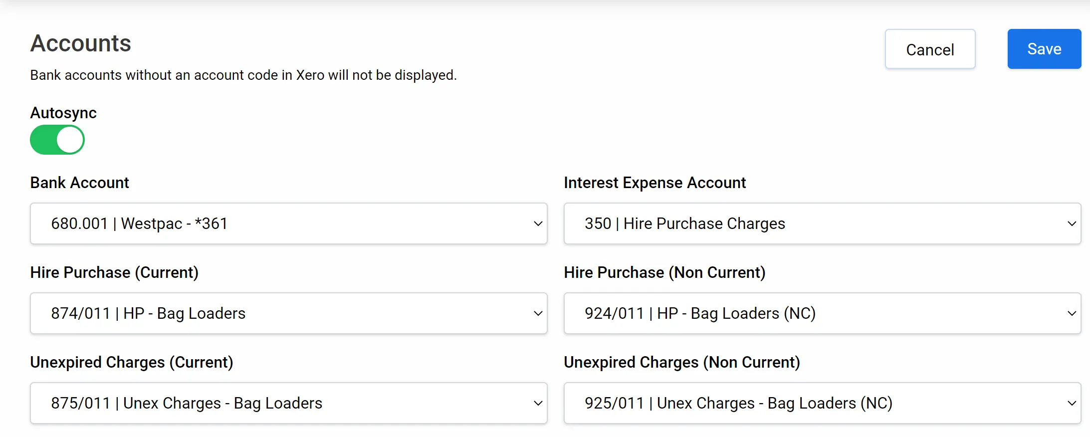 Example 1 — Xero split between current and non-current