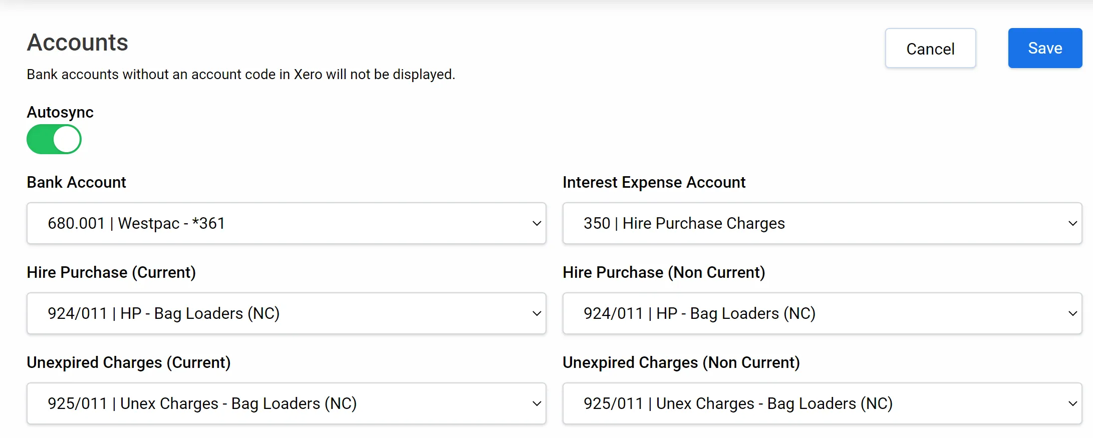 Example 2 — Xero not split between current and non-current